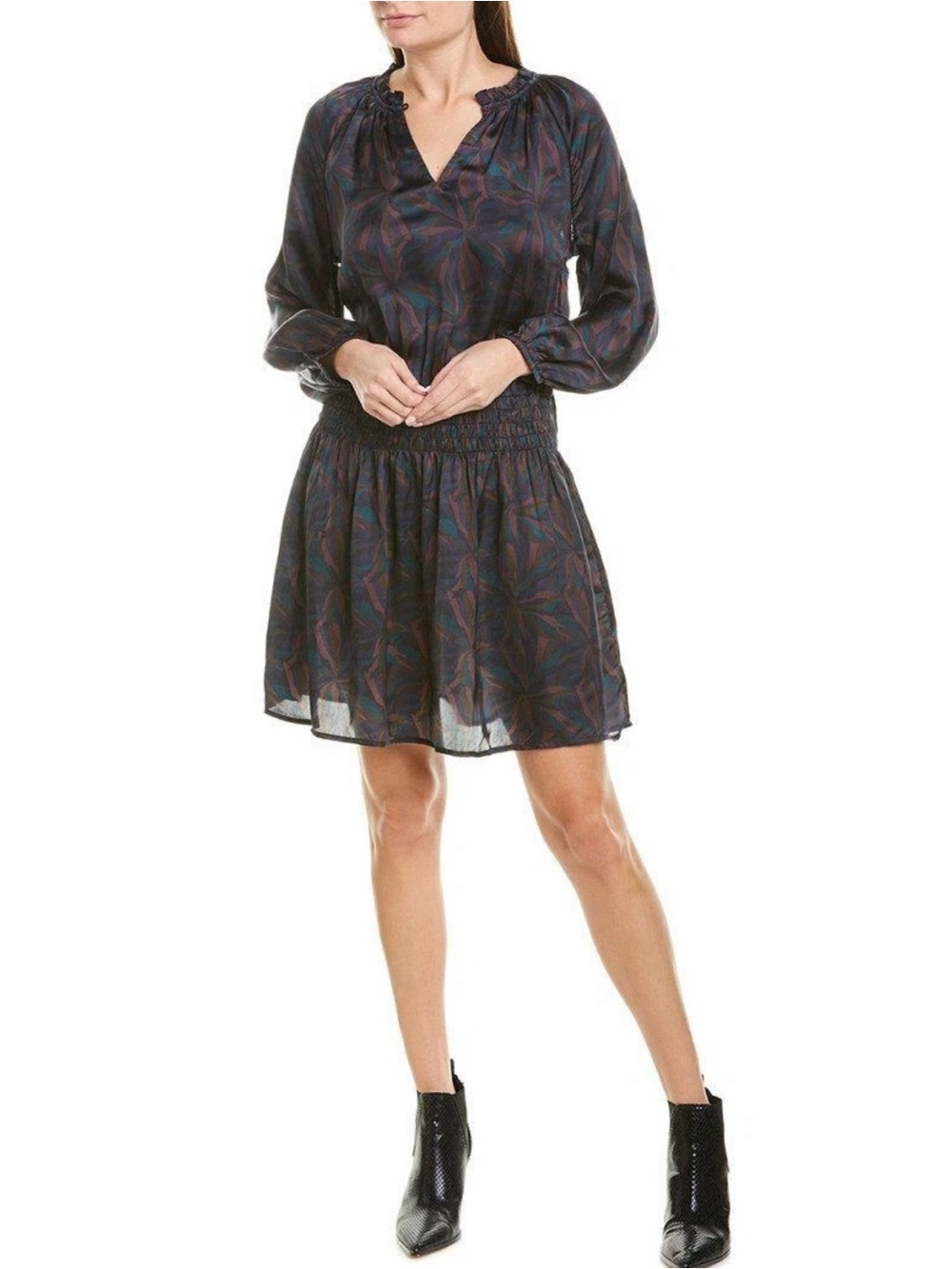 NWOT Velvet by Graham & Spencer Maine Drop-Waist Mini Dress Sonoma Print Size M